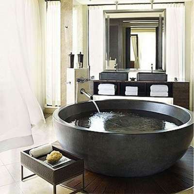 Wholesale factory low price high quality round natural stone bathtub for sale