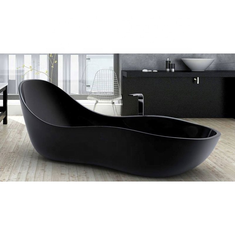 Wholesale luxury black marble stone soaking tub bathtub